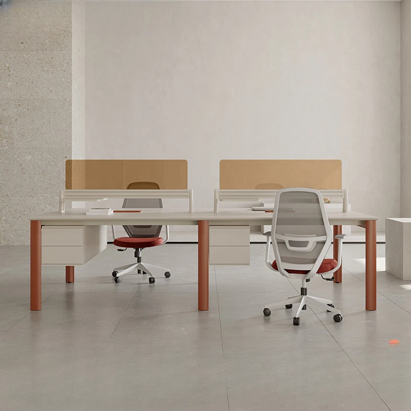 Double staff office desk and chair combination four-person screen computer desk staff office financial furniture office desk and chair combination screen workstation office staff desk designer four person simple furniture