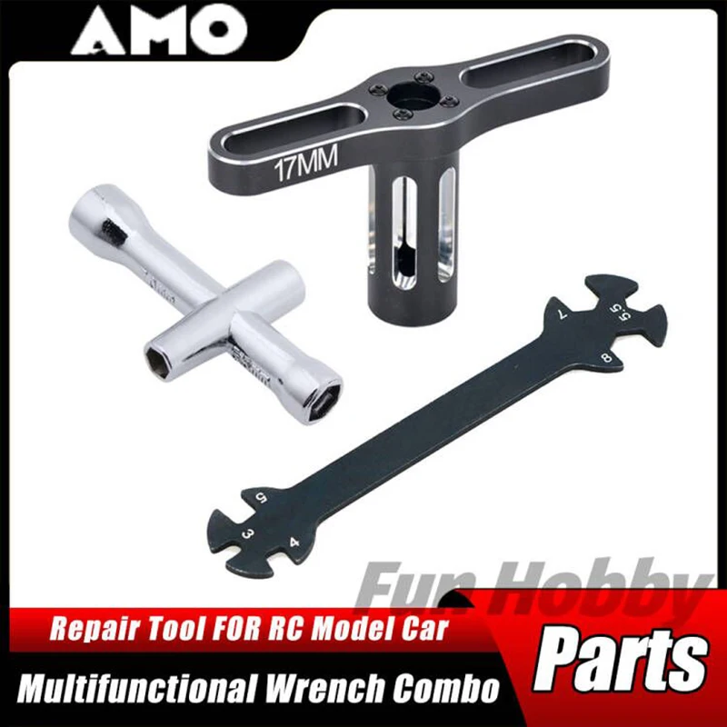 3pce 17mm Wheel Hex Wrench 4/5/5.5/7mm Small Sleeve Hex Socket Wheel Spanner Tool for 1/8 1/10 RC Car Truck Crawler Buggy Tires