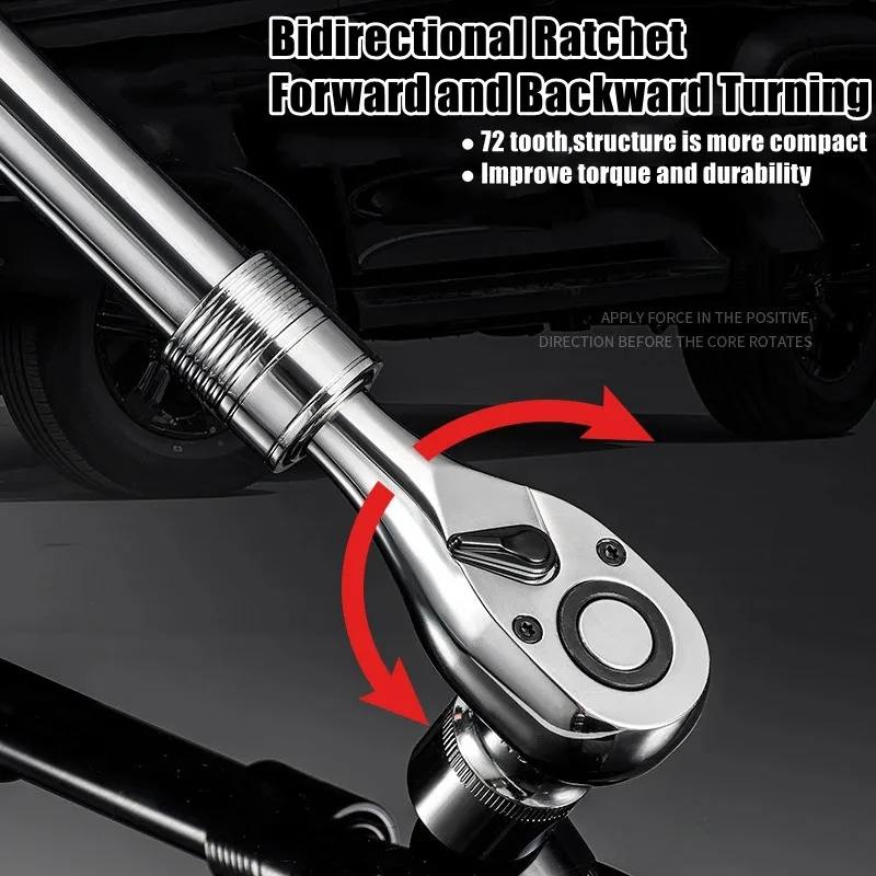 Telescopic Socket Ratchet Wrench for Automotive Repair Adjustable Head Ratchet Set 72 Tooth Quick Release Wrench Manual Tool