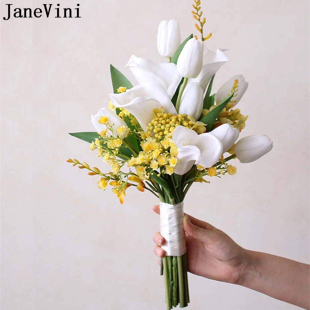 Janevini White Tulip Wedding Flowers Bridal Bouquets For Wedding