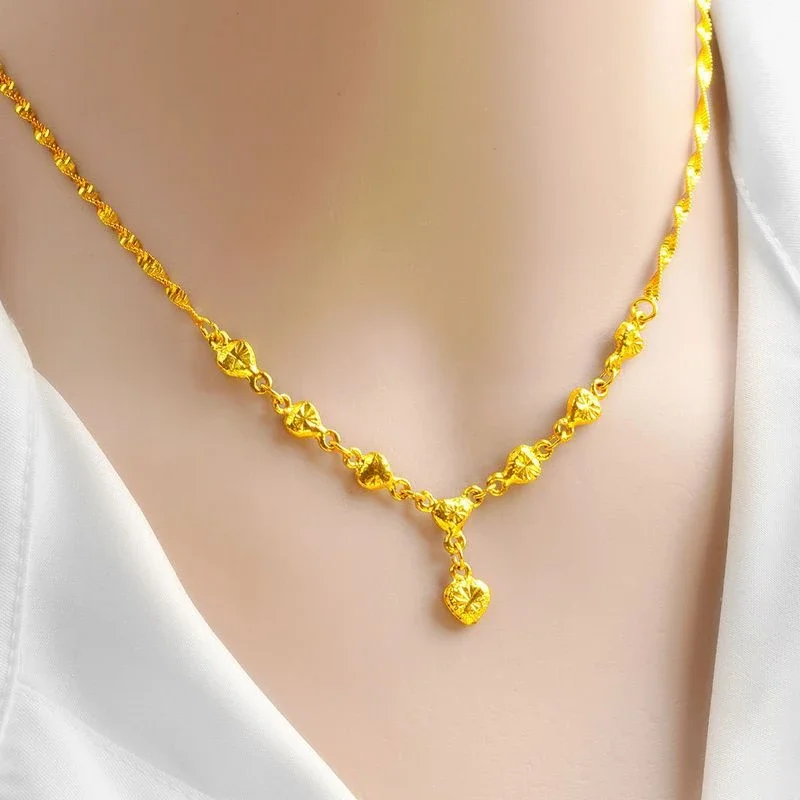 Sa0235355debf425ebdb7334eb2c6016f0 Classic 18 KT Women's Gold Color Flower Instagram Necklace Chain for Women's Wedding Birthday Necklace Jewelry Accessories Gifts Mallzona