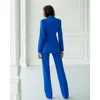 Chic Solid Women Suits Fashion Peak Lapel One Button Wedding Party Tuxedo Basic Simple Casual Smart Daily Female Pants Sets 3