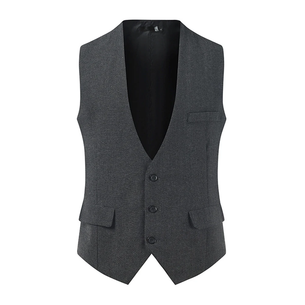 

New Formal Business Suit Vest 3 Button V Neck Comfortable Soft Costume Gentleman Slim Waistcoat Inside Blazer Vests For Men