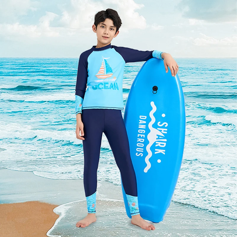 Swimming Suits For Boys Two Piece Swimsuit Children Kids Swimwear Teenage Beachwear Fast Dry Big Size Swim Trunks