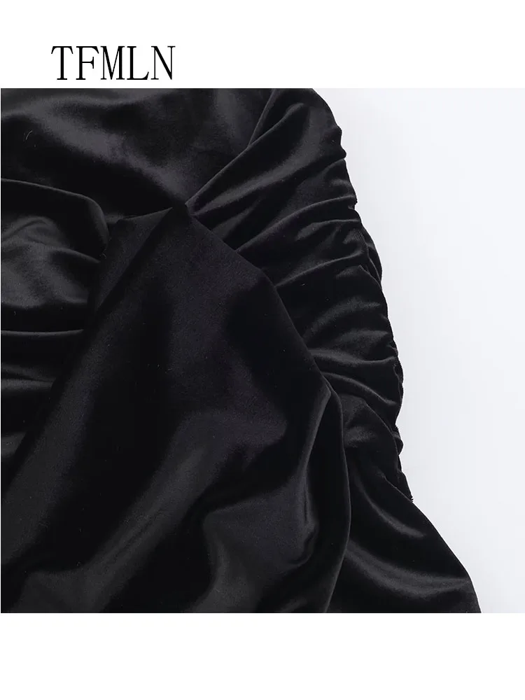 Vintage 2026 Spring Women Velvet Mini Dress With Belt Fashion Half High Collar Slim Party Dresses Causal Chic Date Night Dress