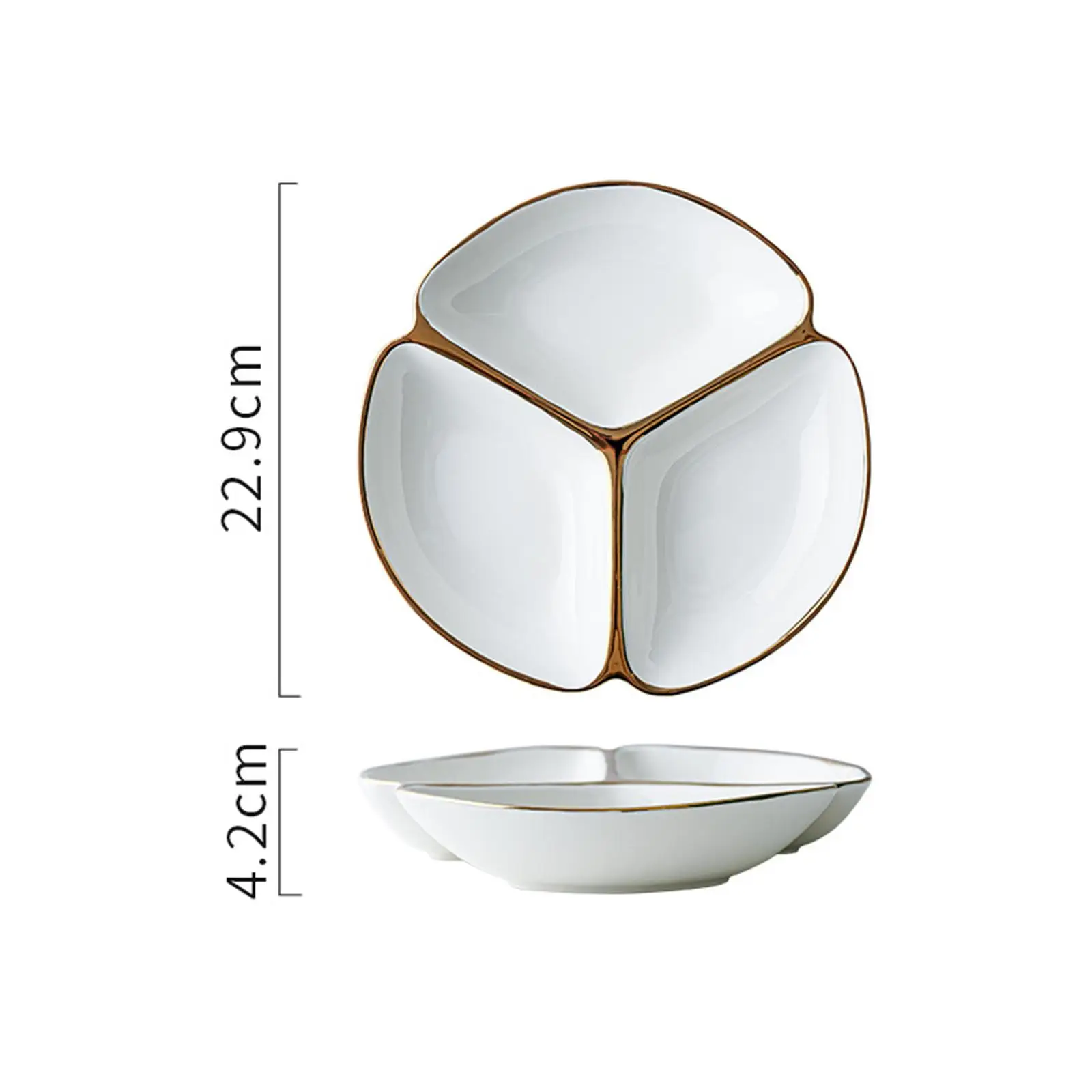 Divided Plate Portion Control Three-grid Dinner Plate for Lunch Adult Dinner