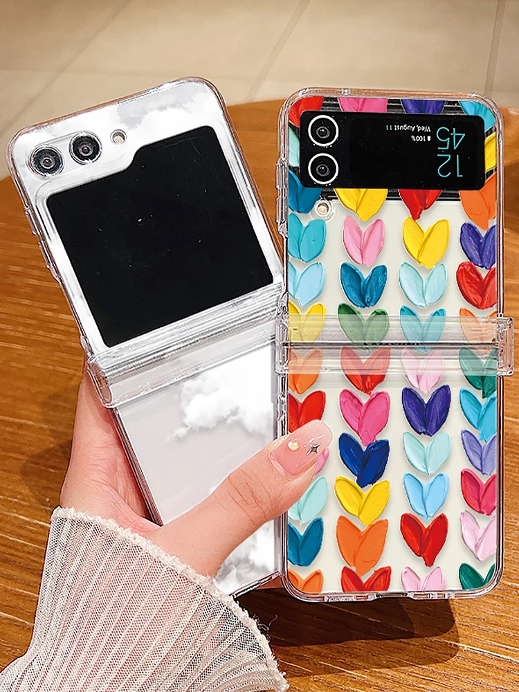 Clear Love Heart Pattern Phone Case - Hard Folding Back Cover
