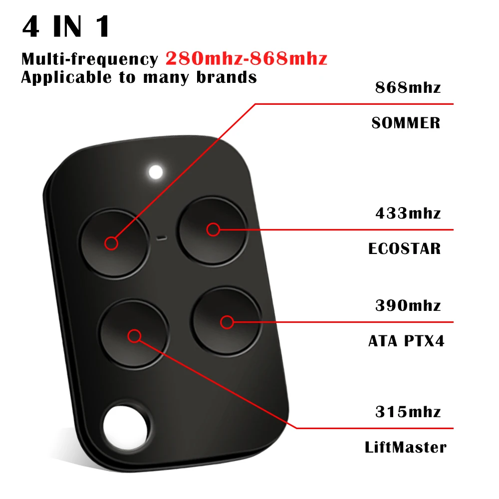 Univerzális multi-frequency 280-868MHZ Remíz Port Zárkózott vezérlő duplicator 4 ben 1 számára Hengerel kód majd Meredt kód