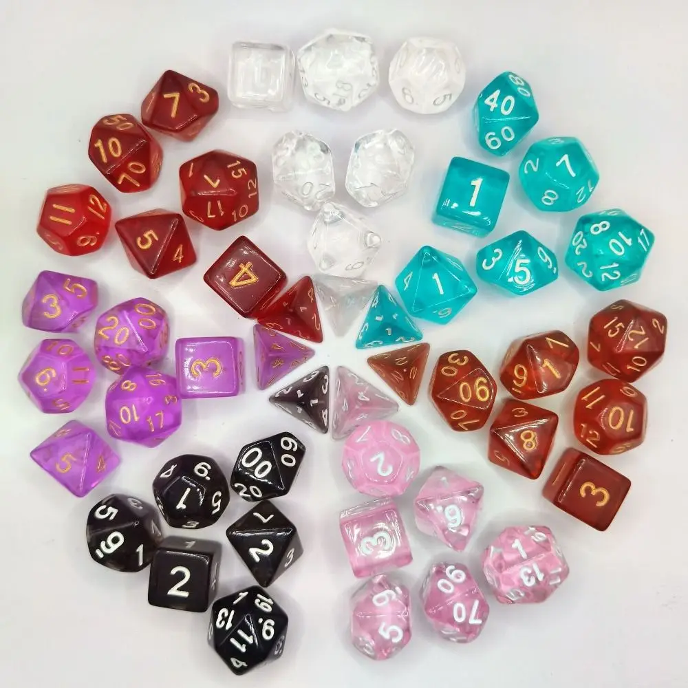 

7Pcs/set Table Game DND Dice Durable D4 D6 D8 D10 D12 D20 Party Game Polyhedral Dice Acrylic 7-Die Game Dice TRPG DND