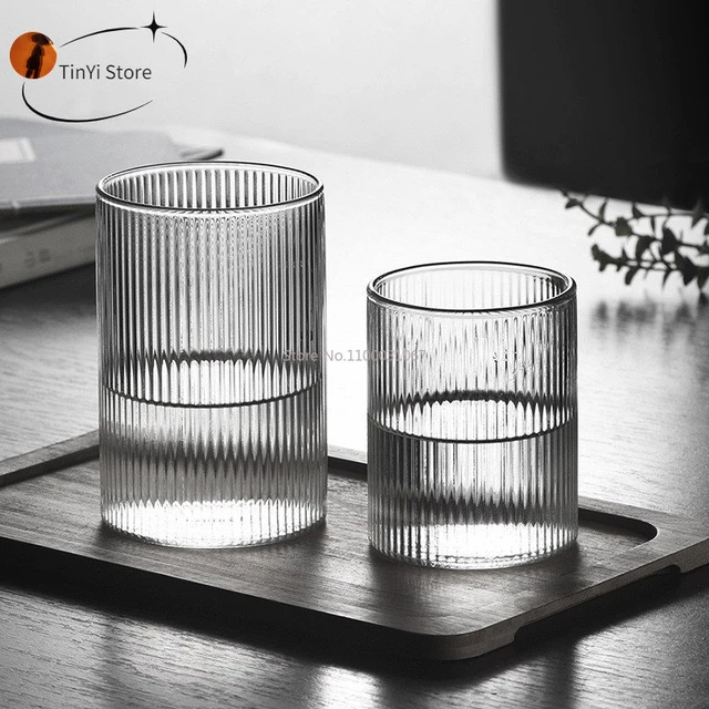 1/3/6PCS Japonais Rayé Résistant à la Chaleur Verre Transparent Tasse D'eau  Filet D'accueil Célébrité Ins Tasse de Jus de Boisson Verres À Vin -  AliExpress