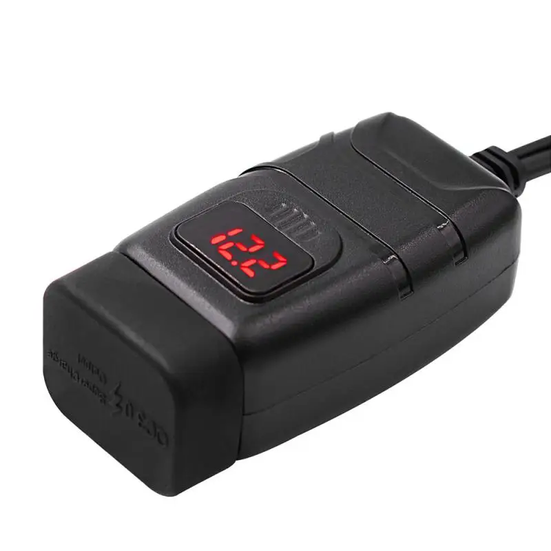 차량용 오토바이 고속 충전기 모토 액세서리, QC 3.0 듀얼 USB 충전기, 디지털 전압계 어댑터, 방수 방진