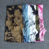 Seamless Tie Dye Sport Shorts For Women Summer Elastic Scrunch High Waist Push Up Tummy Control Gym Fitness Workout Yoga Shorts 5