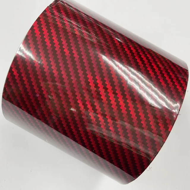 Super Glossy Red Holographic Carbon Fiber Vinyl Wrap