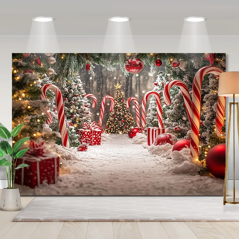 1 Stück Winter Wonderland Weihnachtsbaum Candy Bar Partyhintergrund, perfekt für saisonale Dekoration und Familienfotos – Detail 8