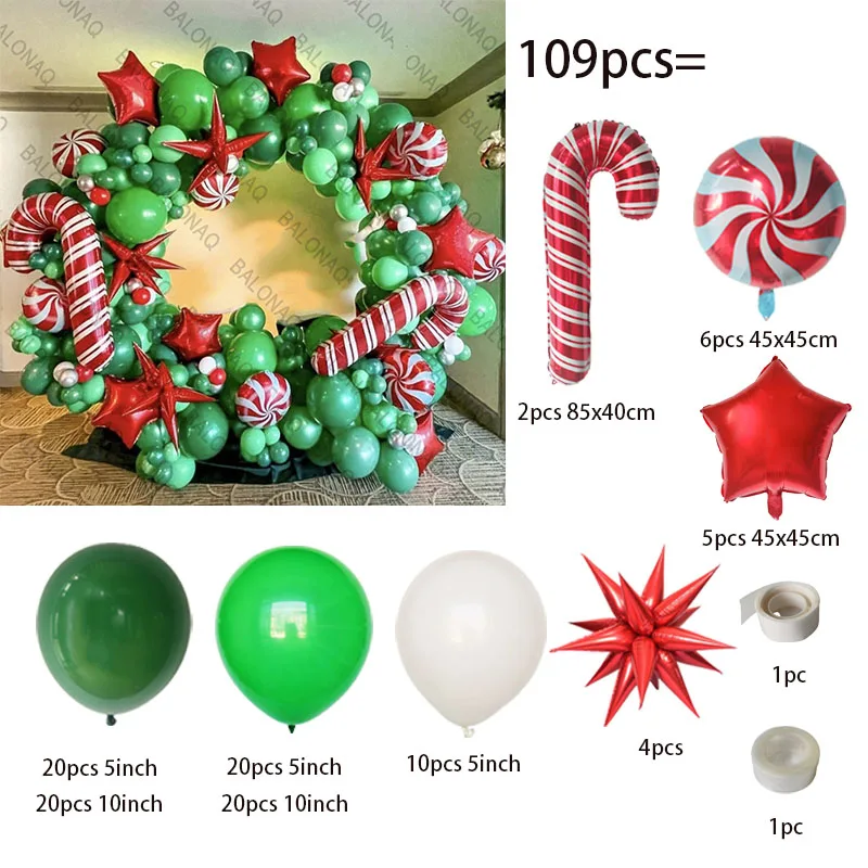 Christmas Balloons Set Garland Arch Kit Red White Metallic Gold Green Balloon for Christmas Party Decorations 2025 New Year