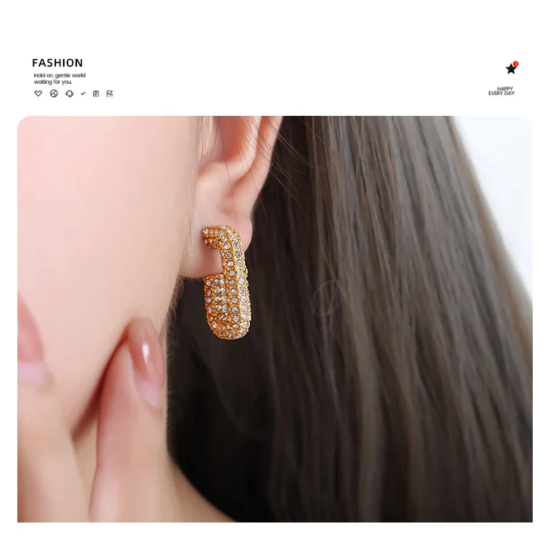 Marka Edelstahl-Ohrringe für Frauen, bunte Kristall-Geometrie-Ohrringe, Punk-Modeschmuck, Geschenk, 2023, trendige Accessoires – Detail 15