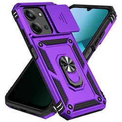 Rugged Military Armor Case with Sliding Window & Metal Ring Holder - Redmi 15C 5G 173.2mm (Purple)