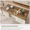48" Lift Top Coffee Table with Slatted Sliding Door, Mid Century Modern Center Table with Hidden Storage Compartment 6