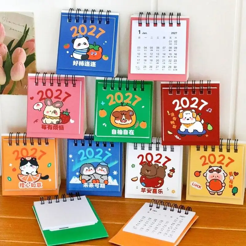 Mini calendario da tavolo 2027, agenda mensile con cartoni animati, piccola decorazione da scrivania per la stanza dei bambini, l'ufficio - immagine 6