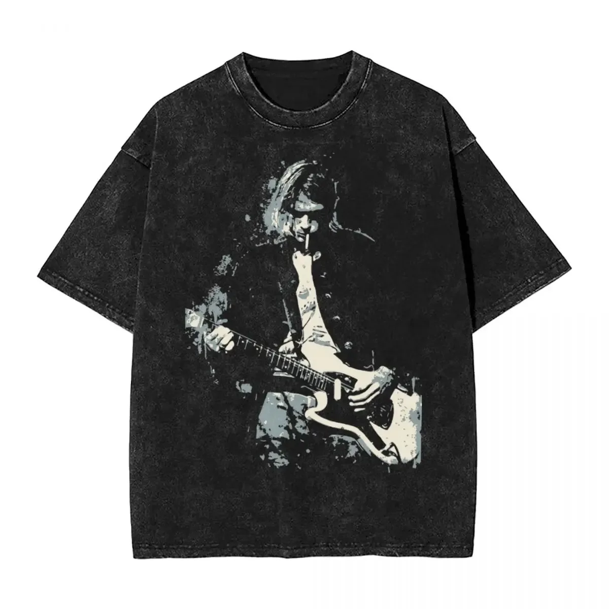 Kurt Cobain Guitar T Shirt Hip Hop Washed Short Sleeve Vintage for Men Women Summer Tees