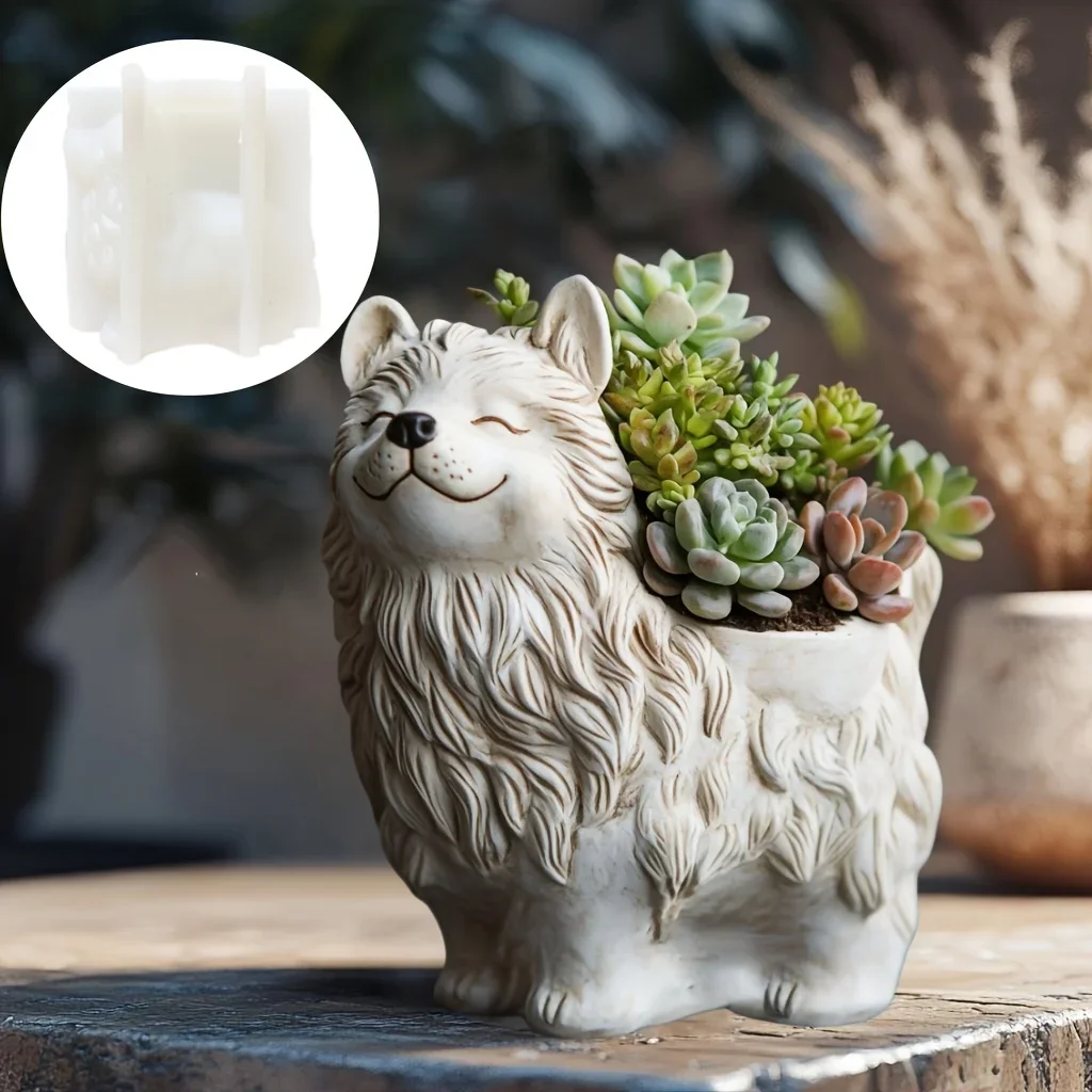 3D Squatting Cat Planter Mold 6