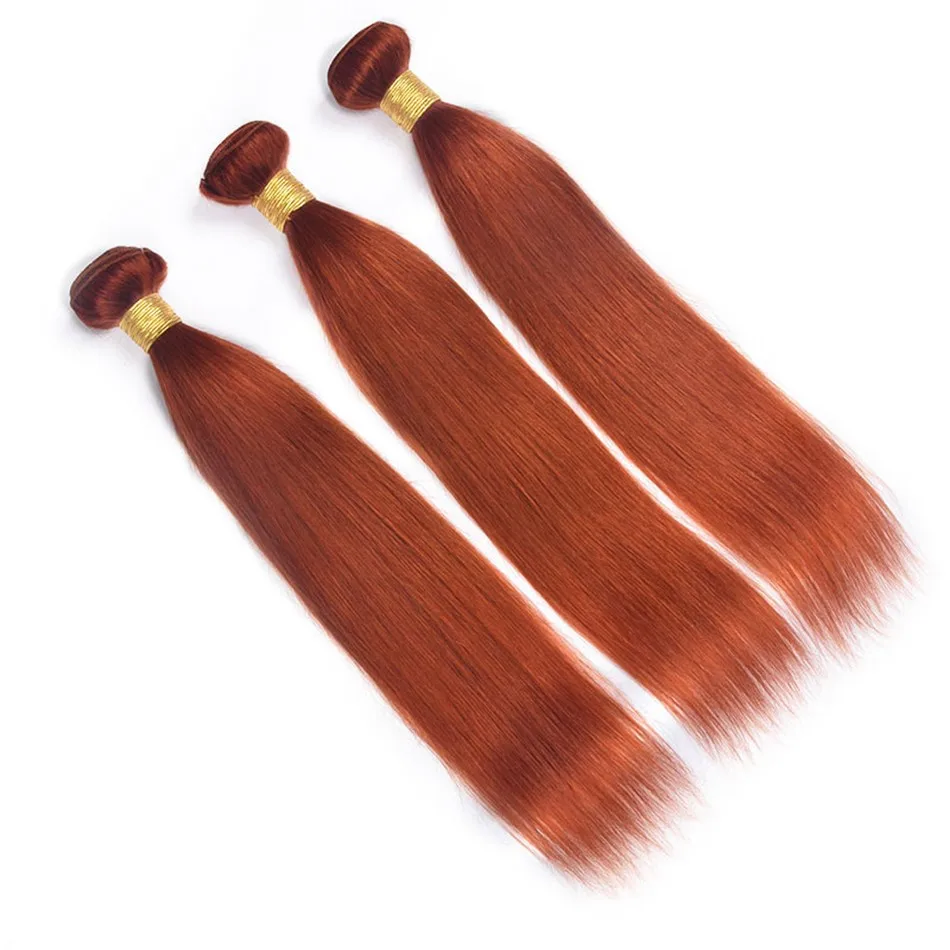 Miss Rola Brazilian Straight Human Hair Weaving Bundles Ginger Orange Brown Red Ombre Remy Hair Extensions Double Wefts