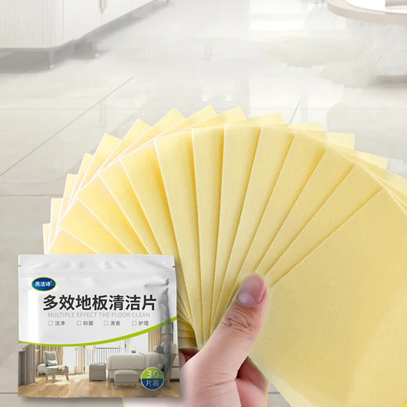 Floor Cleaner Water Soluble Cleaning Sheet Mopping Floor Wiping Wooden Tiles Toilet Household Cleaning Tool 30pcs/bag floor cleaning sheet