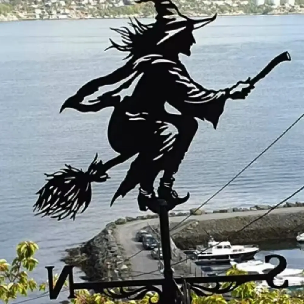 Iron Art Wind Direction Indicator Decorative Country Stylemetal Weather Vane Outdoor Roof Decoration Home Garden Figurine