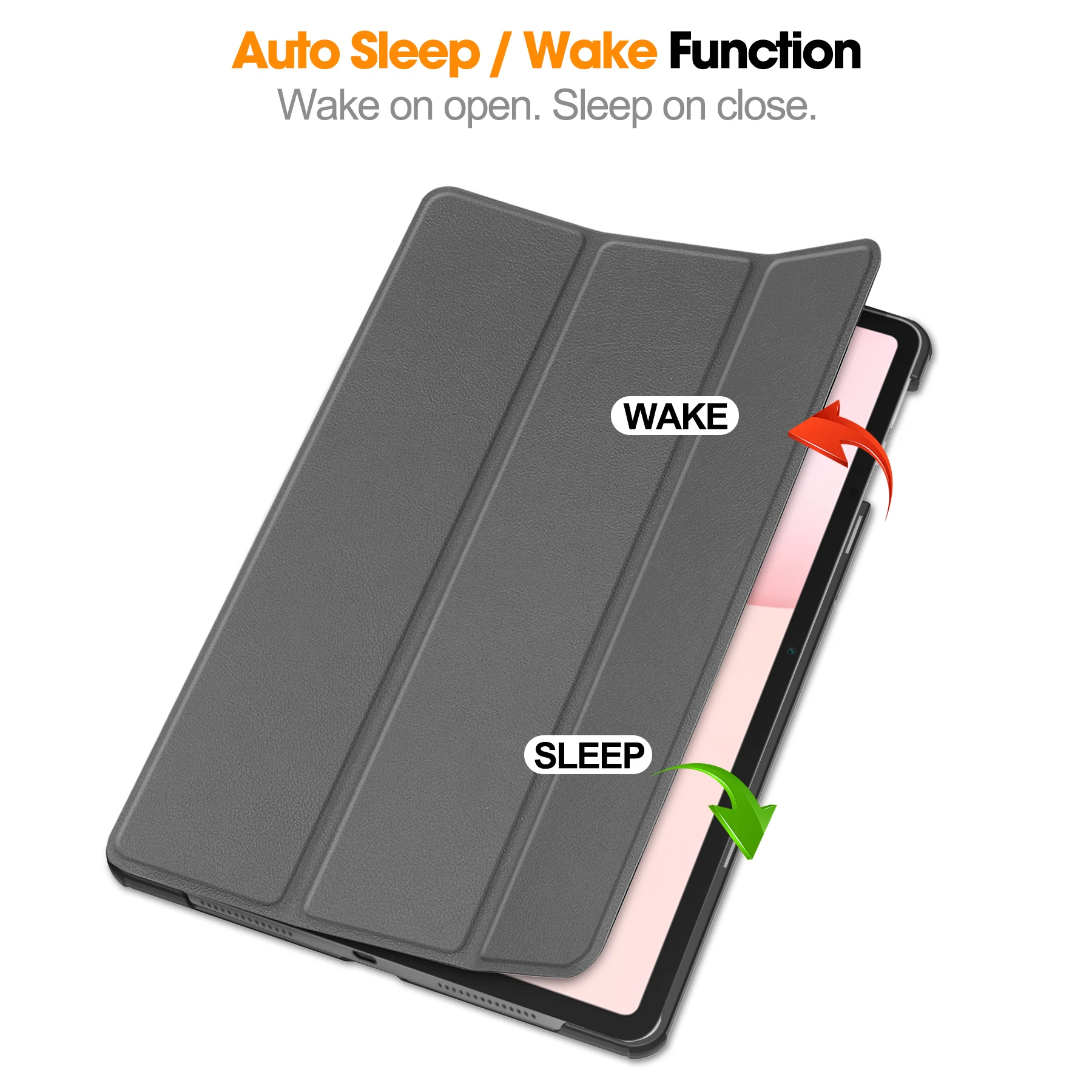 Premium Tri-Folding PU Leather Stand Cover with Auto Wake Function