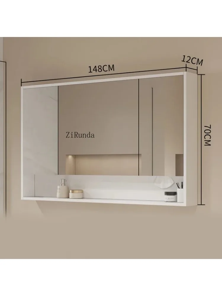 Mirror Cabinet Solid Wood Smart Bathroom Wall Mounted Mirror Cabinet Simple Bathroom Furniture Meuble Evier