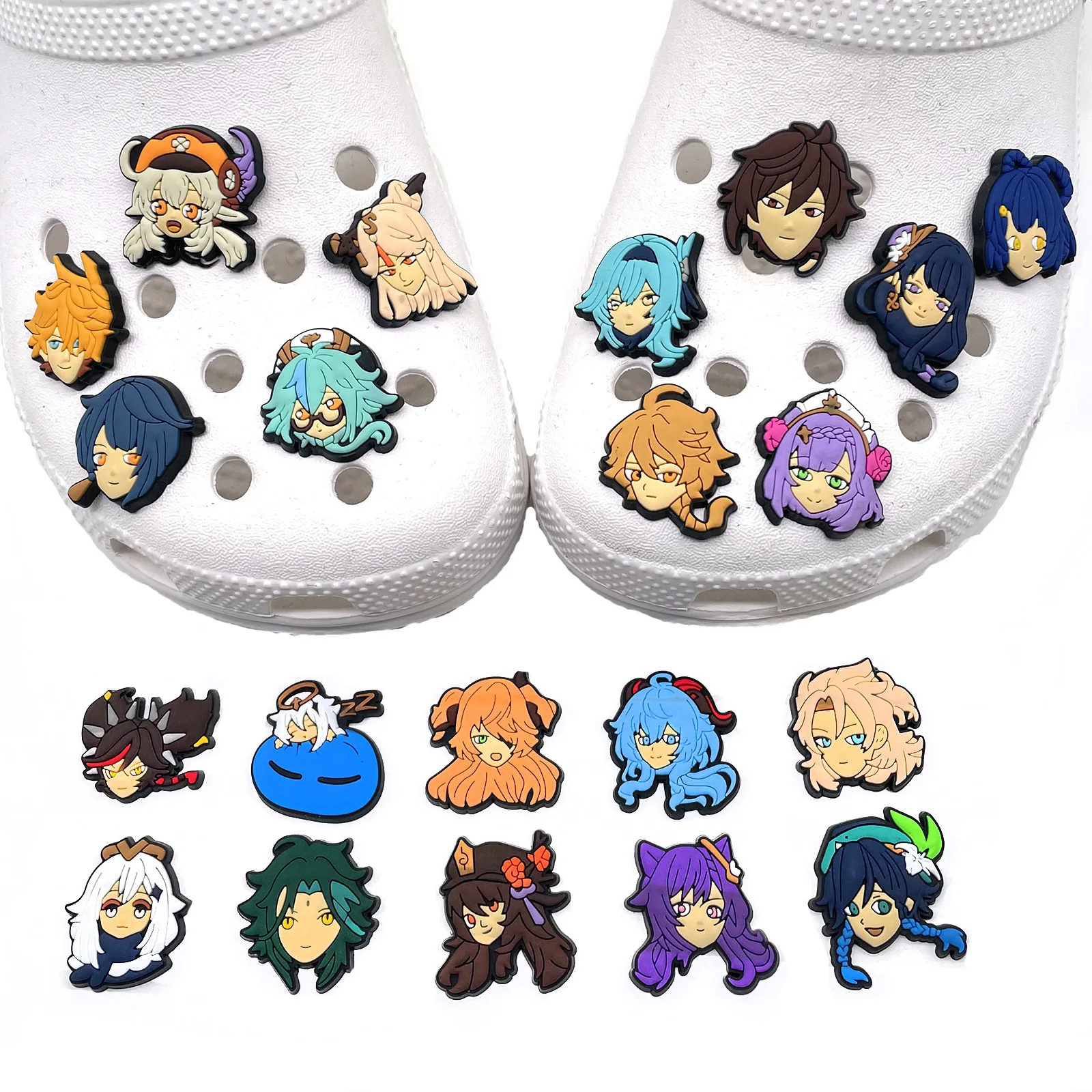 

Cute Cartoon Genshin Impact Cross Charms Decoration PVC 1pcs Shoe Buckle DIY Slippers Souvenir Accessories Gifts for Children