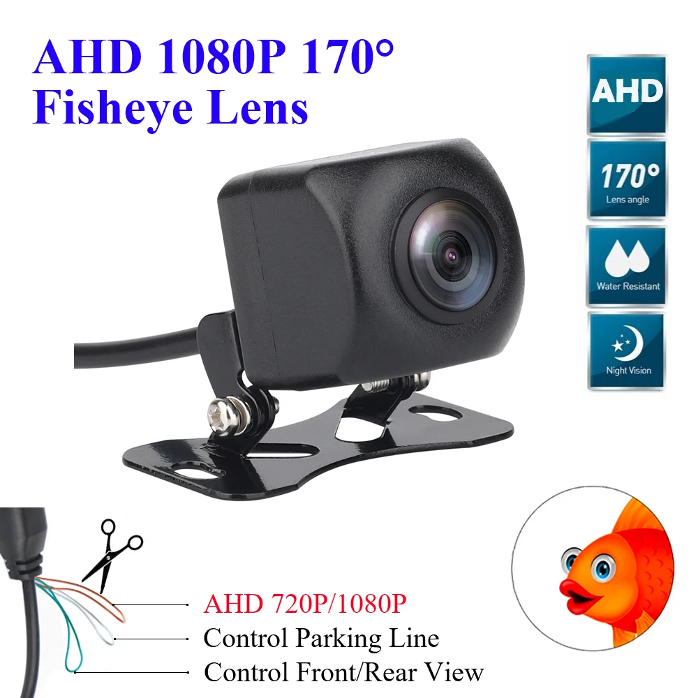 

AHD 1080P 170° Fisheye Lens Rear View Camera Night Vision Waterproof IP67 Car Reversing Back Up Camera Universal Auto Parking