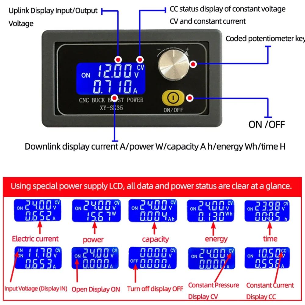 

CNC DC DC Buck Boost Converter CC CV 0.6-30V Power Module Adjustable Laboratory Regulated Step-Down Step-Up Power Supply Module