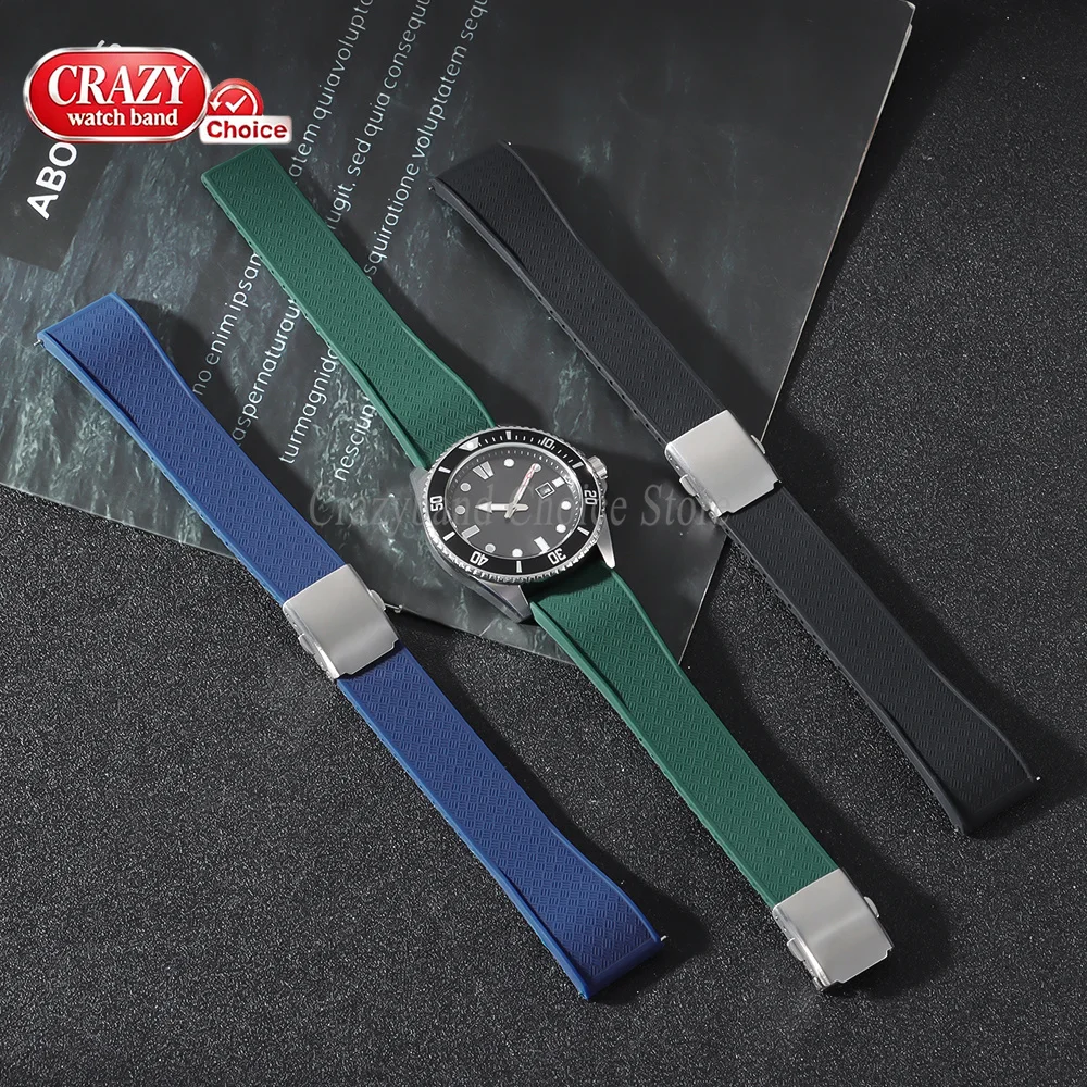 Universal Quick Release Silicone Watch Strap - Green, Blue, and Black 20mm/22mm