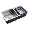 Kitchen Sink Stainless Steel Double Bowl Anti Corrosion Soundproof with Draining Basket and Sewer 6