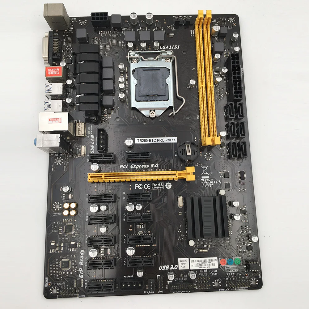 TB250-BTC PRO for BIOSTAR Desktop Motherboard 12 Graphics Slots LGA1151  DDR4 Support GTX1060 Fully Tested