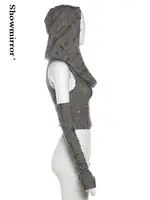 Vêtements d'enseignement gothiques Sexy, haut court à capuche pour femmes, T-shirts esthétiques Y2K rétro, hauts à capuche, Streetwear Punk, vêtements Hottie 3