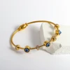 Lucky Dvil's Eye Bracelet Stainless Steel Blue Evil Eye Golden Thin Cuff Bangle with Rhinestones For Men Women Fashion Jewelry 5