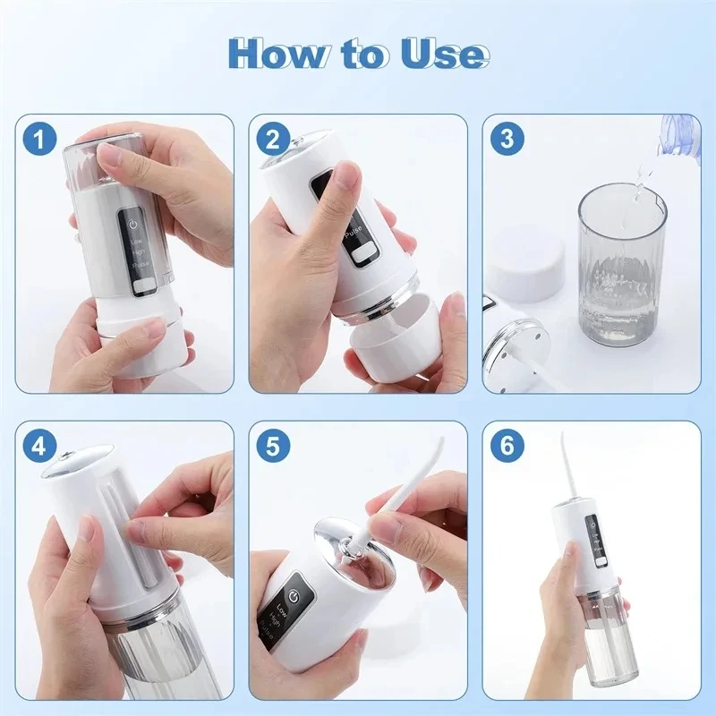 Xiaomi mijia Oral Irrigator Portable Dental Water Jet USB Rechargeable Water Flosser 230ML Water Tank Waterproof Teeth Cleaner 5