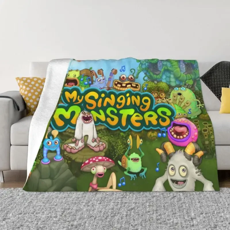

My Singing Monsters Video Games Playground Blankets Comfortable Soft Flannel Summer Throw Blanket for Sofa Home Bedding
