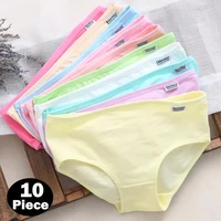 10Pcs Plus Size Underwear Women's Panties Cotton Breathable Briefs Girls Middle Waist Seamless Sexy Lingerie Female Underpants