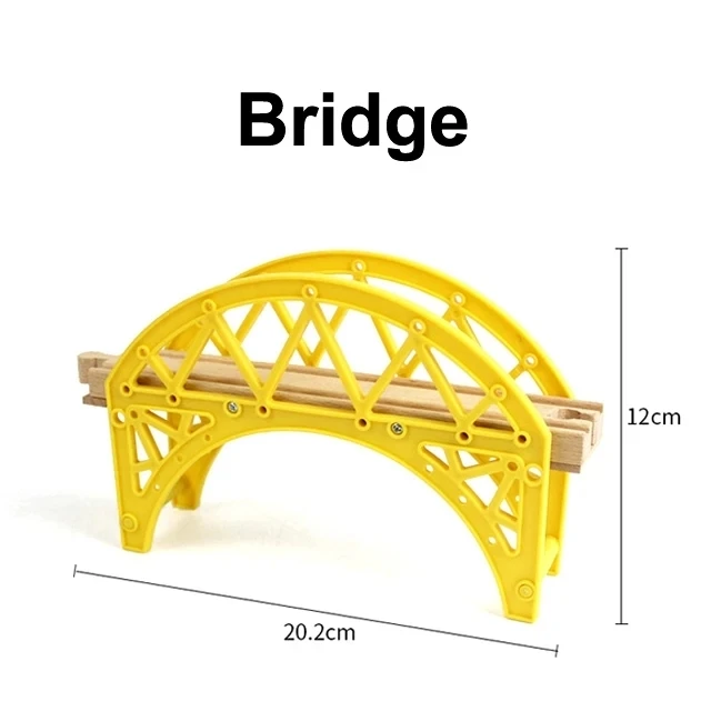 Wooden Railway Track Accessories Set with Bridge and Tunnel