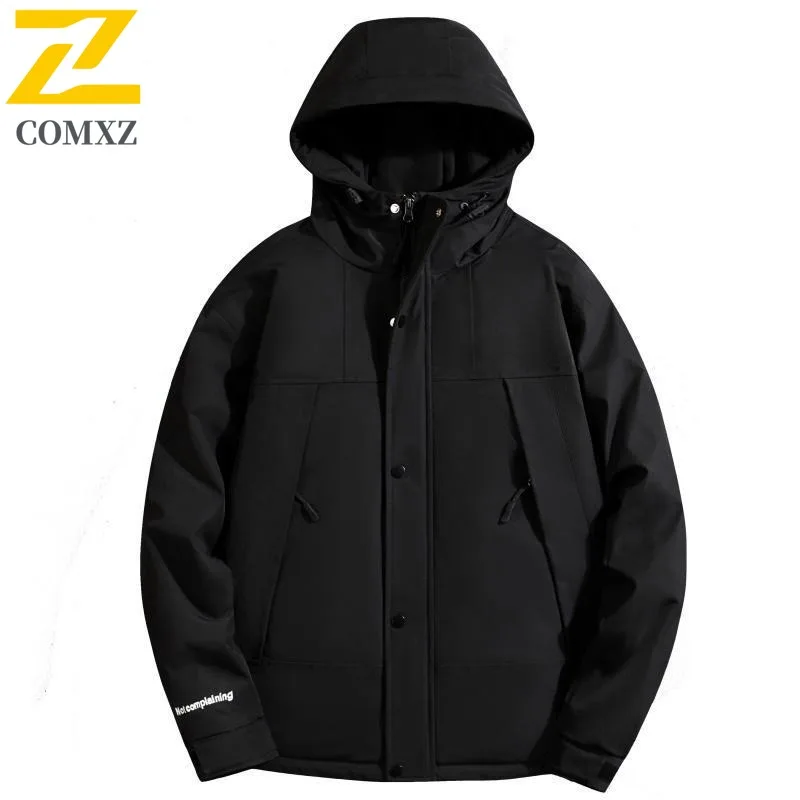 COMXZ Men Winter Coat Fashion Hooded Outdoor Mountaineering Thick Warm Parka All-Purpose Everyday Style Lightweight Clothing