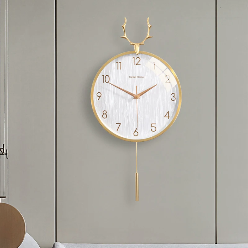 Wall clock table decoration accessories pure copper antler shape bedroom Interior luxury silent pendulum home fashion Nordic art 4