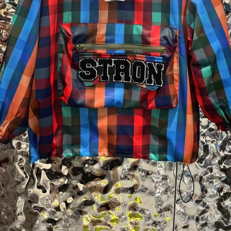 Fashion Plaid Hoodie Women Oversized Sweatshirt Thin Tops Quick Dry Outdoor Jackets Long Sleeve Outerwear Harajuku