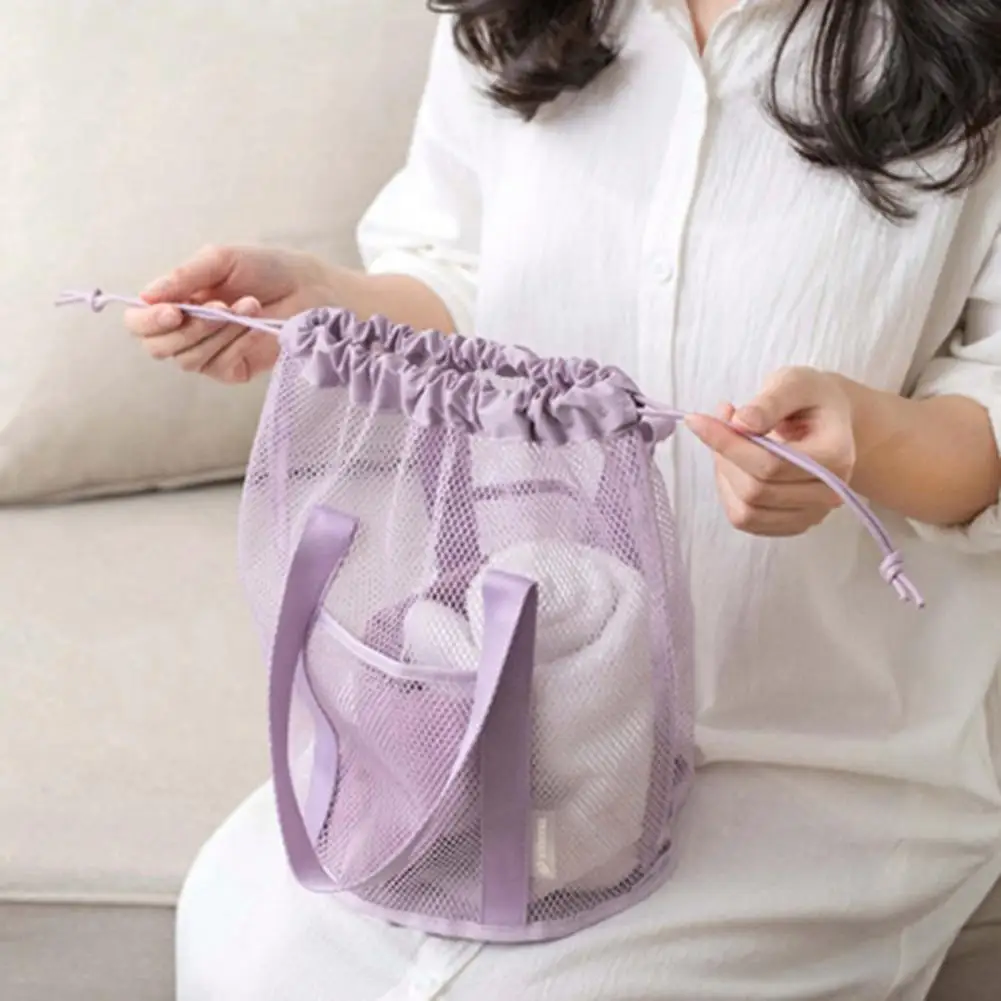 

Reusable Mesh Toiletry Bag Large Capacity Organize Dry Essentials Handheld Foldable Lightweight Design Trip Pouch