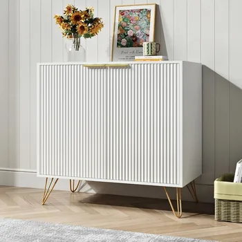 White Fluted Storage Cabinet 1