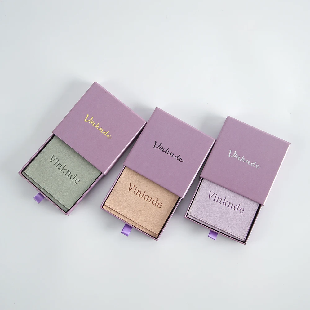 100Pcs Personalized Purple Jewelry Box and 100Pcs Custom Microfiber Velvet Suede Cotton Linen Jewellery Bag Wedding Gift Pouch