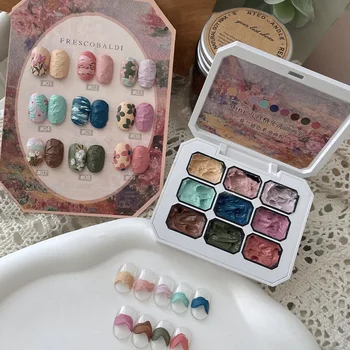 2.5gx9 Disegno per unghie Modellazione 3D Vernice ad olio Smalto gel Nessuna colla per pulire Design artistico Fiori fai da te Verniciati intagliati Gel per unghie per manicure
