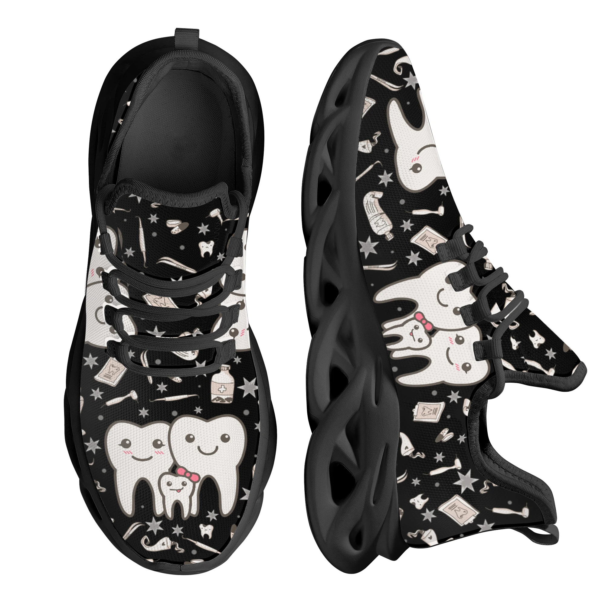 Cute Dental Design Sneakers Ladies Casual Lightweight Lace Up Shoes Breathable Dental Mesh Nursing Shoes Walking Footwear